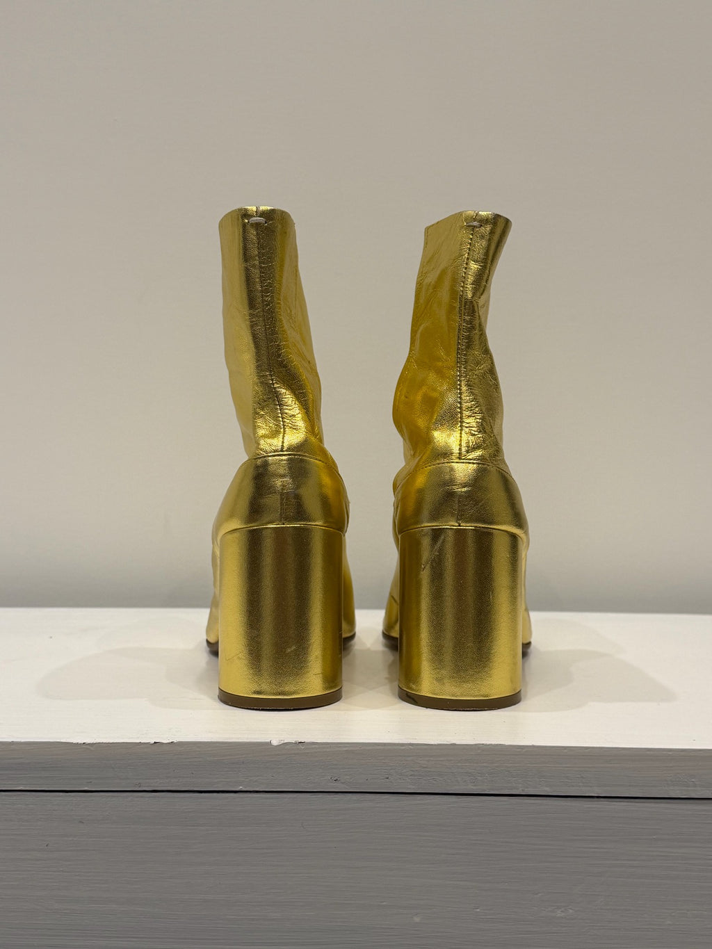 Maison Martin Margiela FW18 Liquid Gold Leather Tabi Shoes