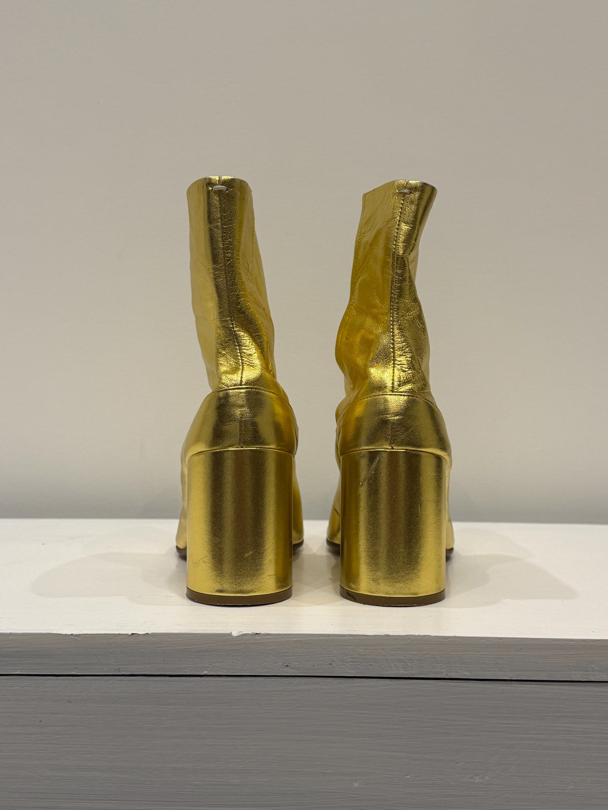 Maison Martin Margiela FW18 Liquid Gold Leather Tabi Shoes