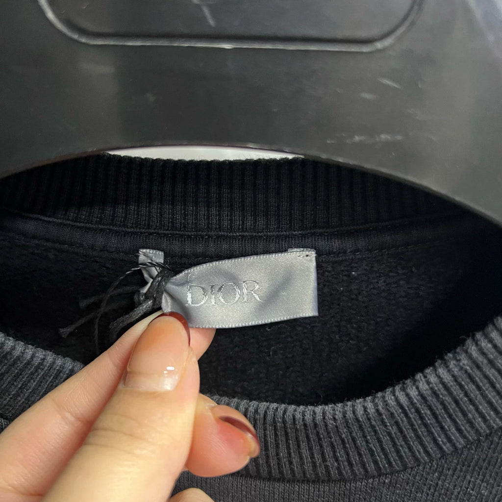 Dior Black Rhinestone Crew Neck Sweater