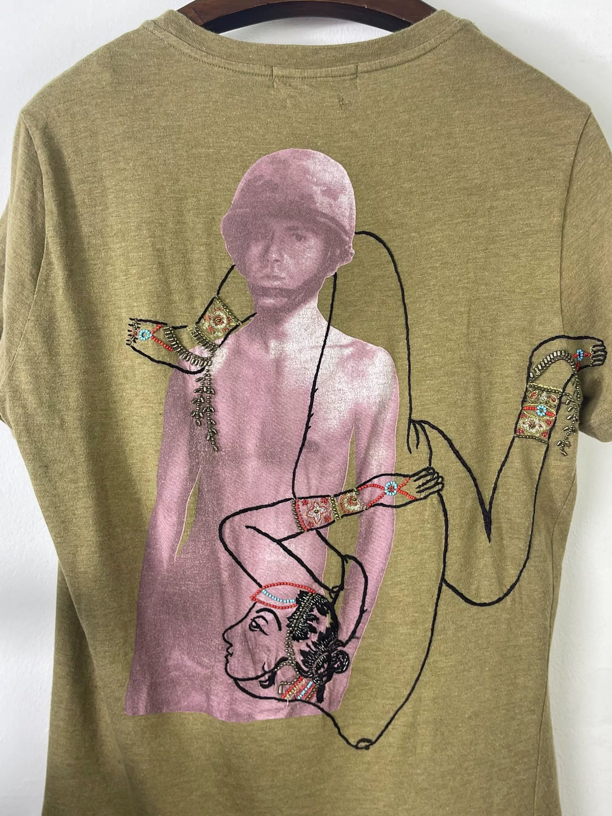 Alexander McQueen SS04 Soldier & Girl Print Cotton T-Shirt