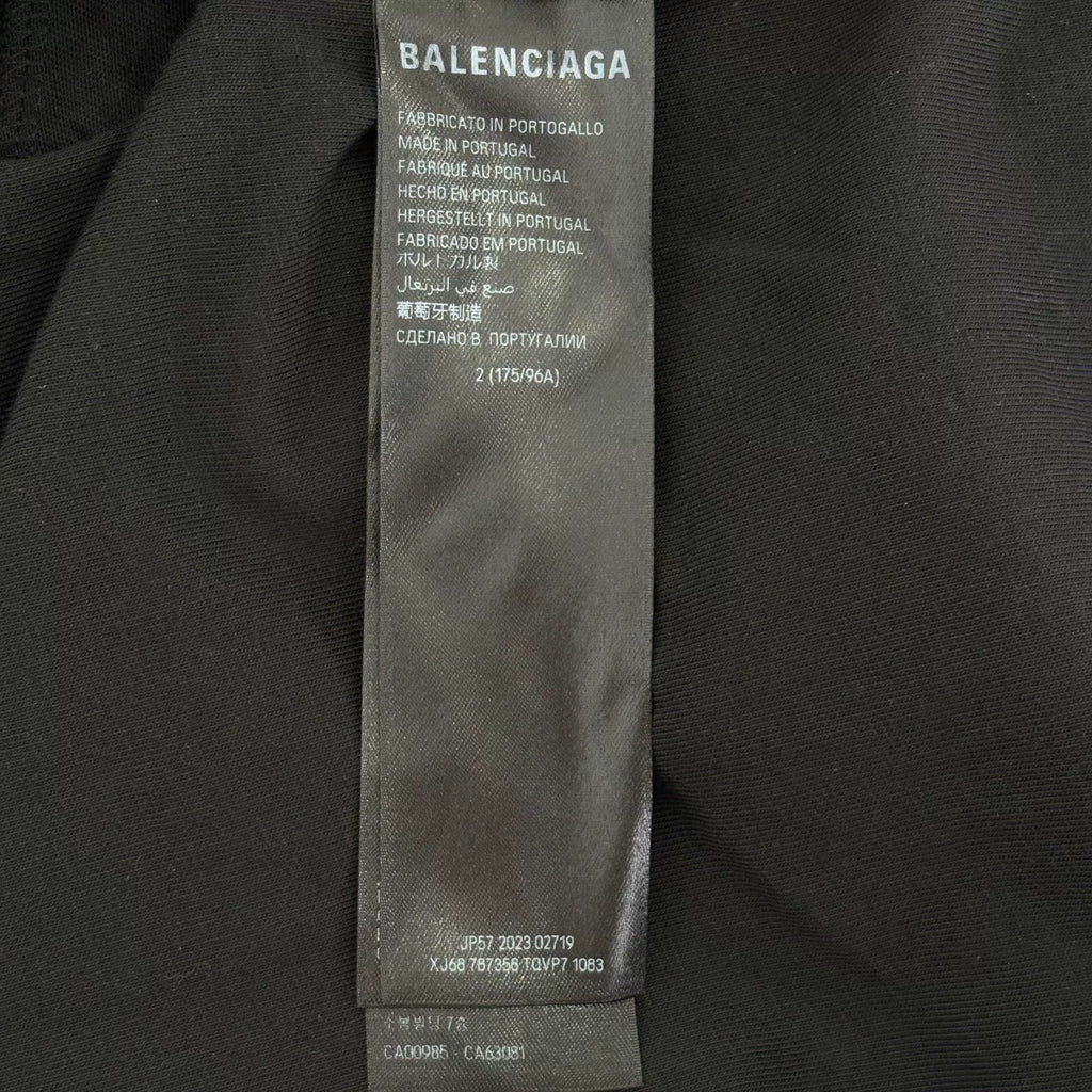 Balenciaga Black Castle Letter Logo Destruction Short Sleeve Top