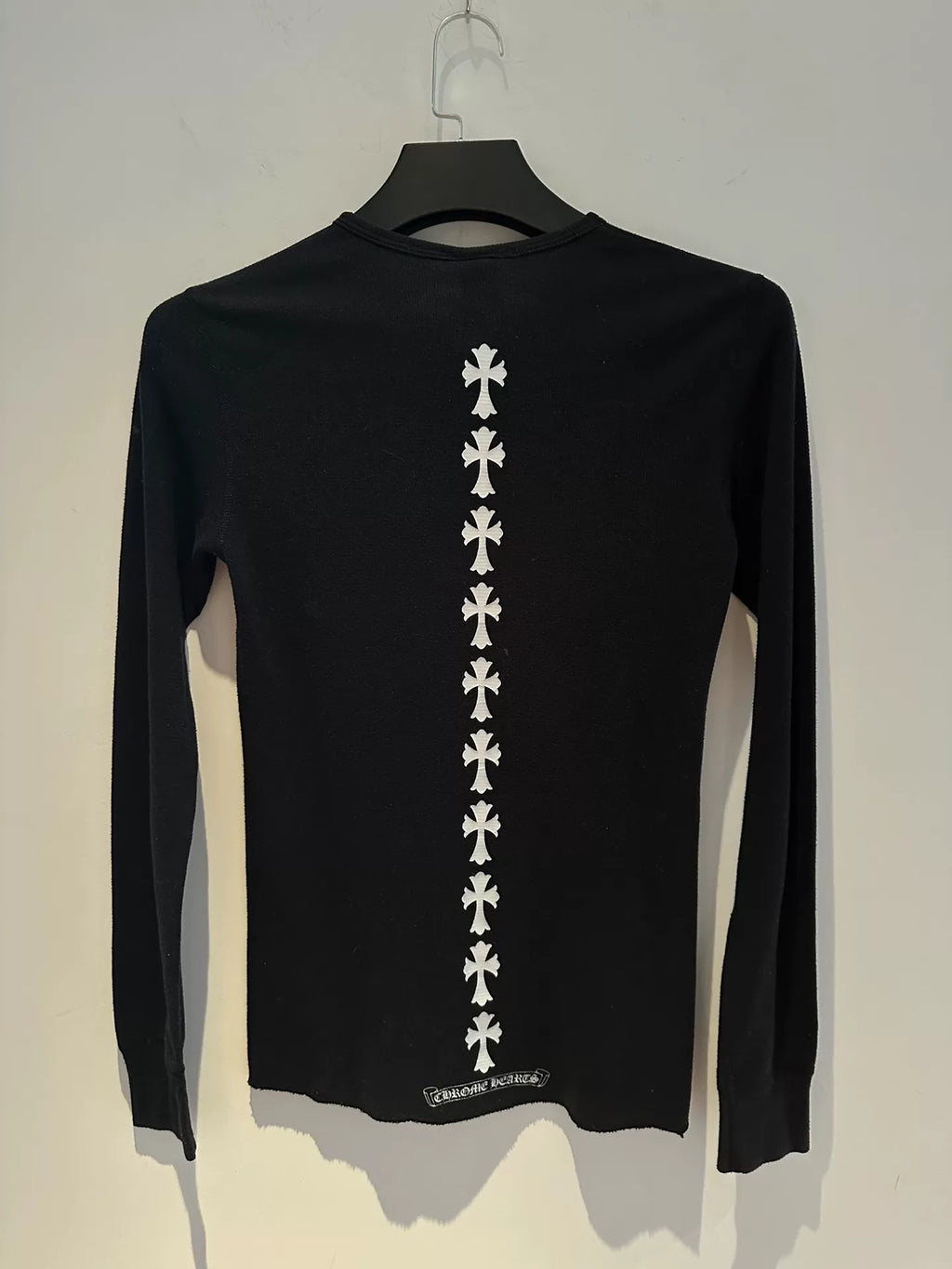 Chrome Hearts Black Waffle Grid Dragon Spine Cross Print Top