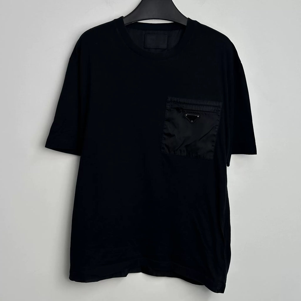 Prada Crew Neck Chest Pocket Pullover Short-Sleeve Top