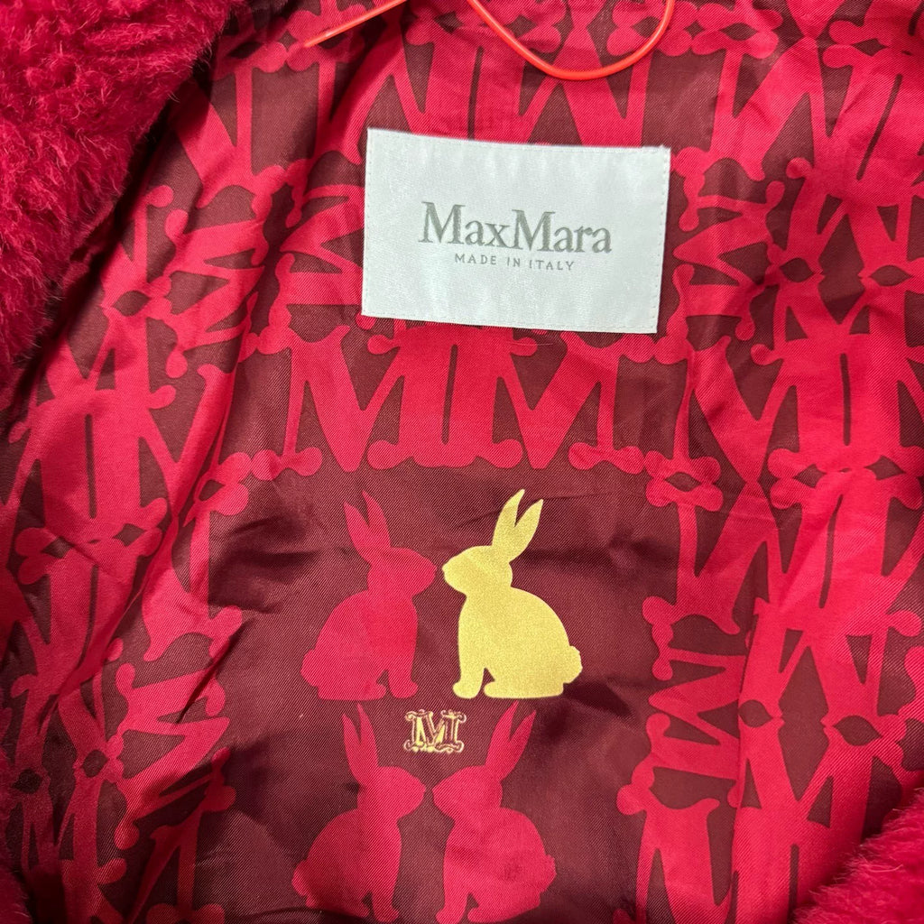 MaxMara red Year of the Rabbit limited edition silk alpaca wool teddy coat