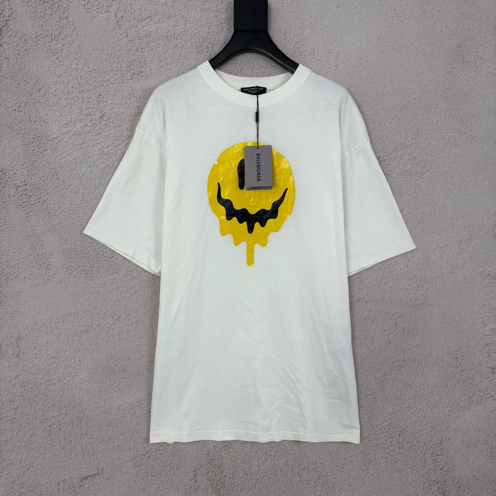 Balenciaga Dissolved Smile Scissors Embroidered Short Sleeve Top