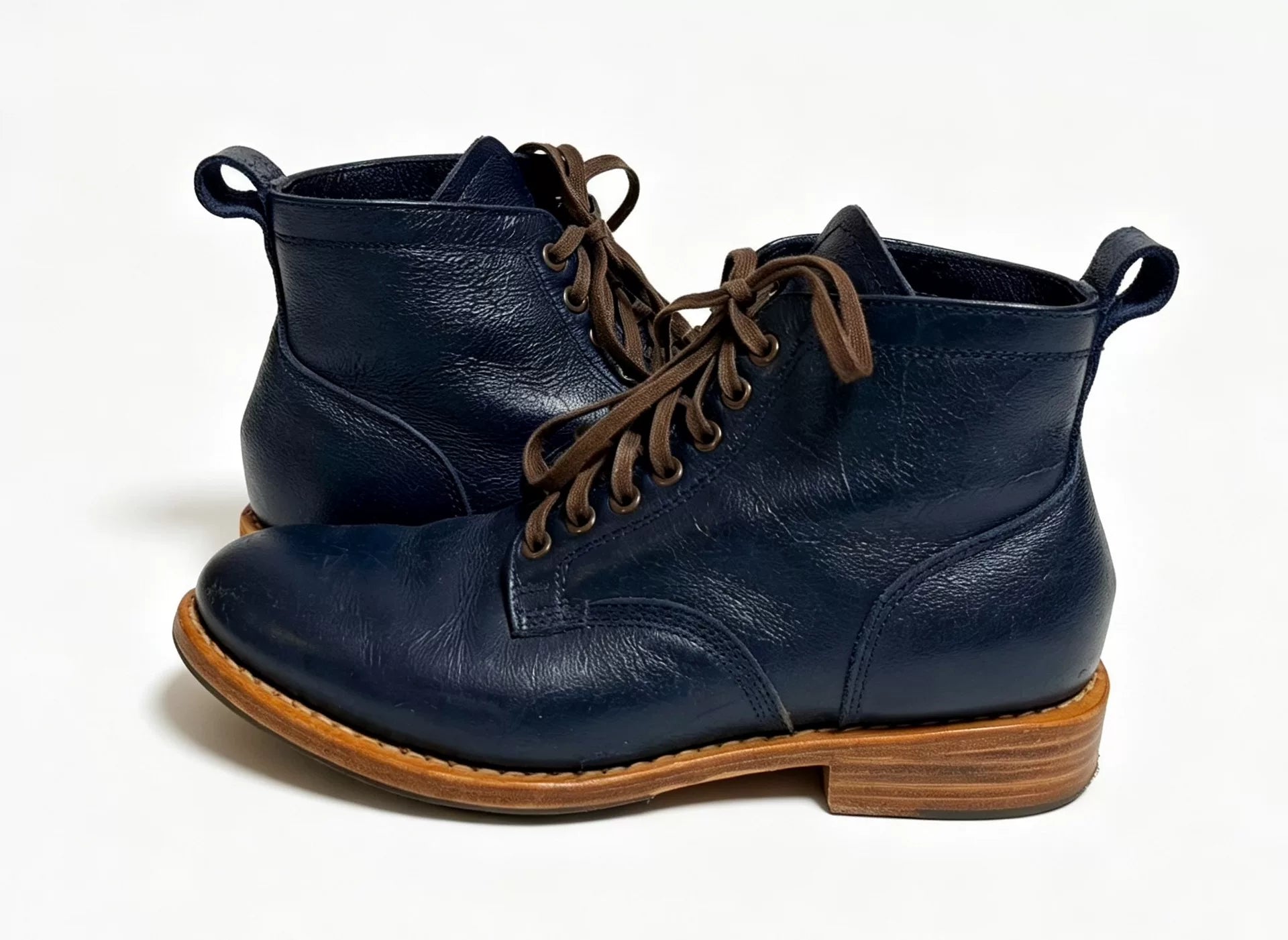 Visvim Marshal Boots-Folk Wmv Navy Leather Boots