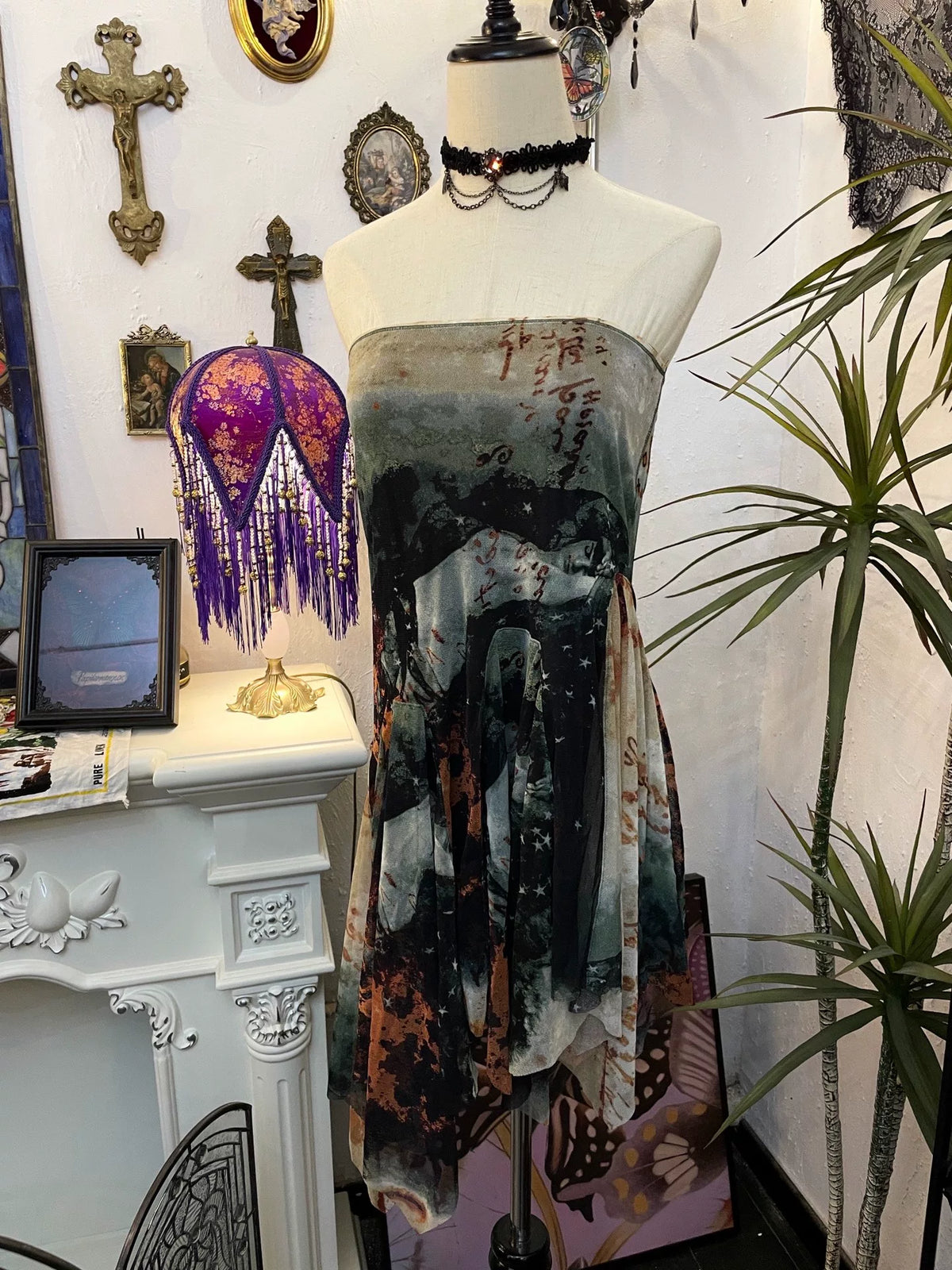 Jean Paul Gaultierjpg Portrait Mesh Print Midi Ink Wash Skirt