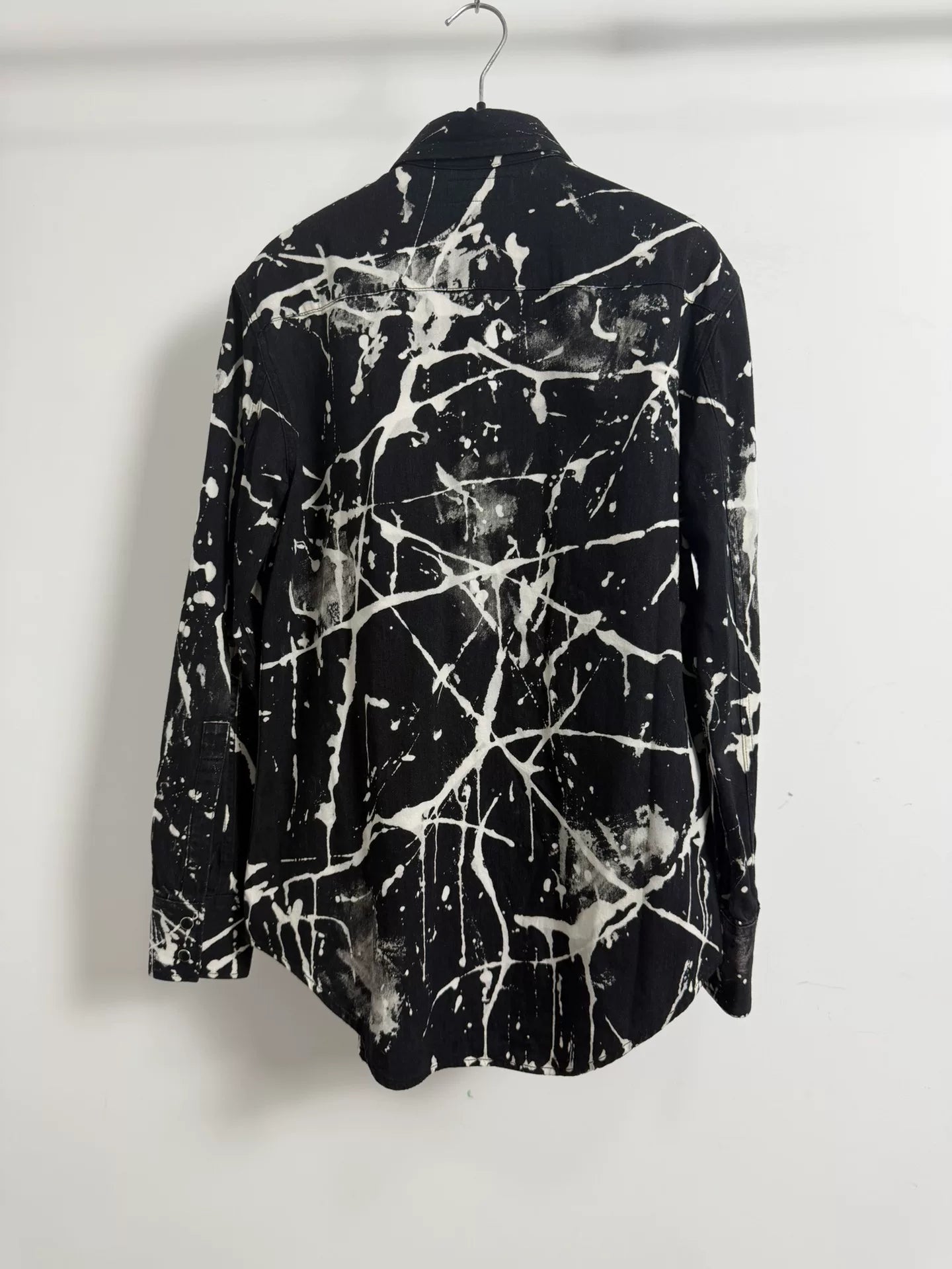 Saint Laurent Slp16ss Black White Paint-Splatter Shirt