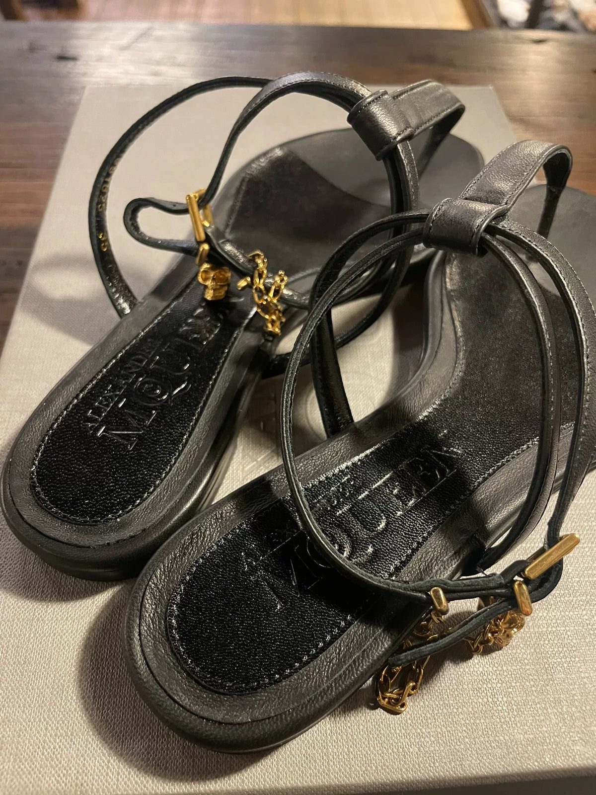 Alexander McQueen SS15 Black Gold Chain Skull Sandals