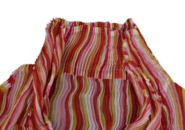 Issey Miyake Vintage Red Striped Pleated Top