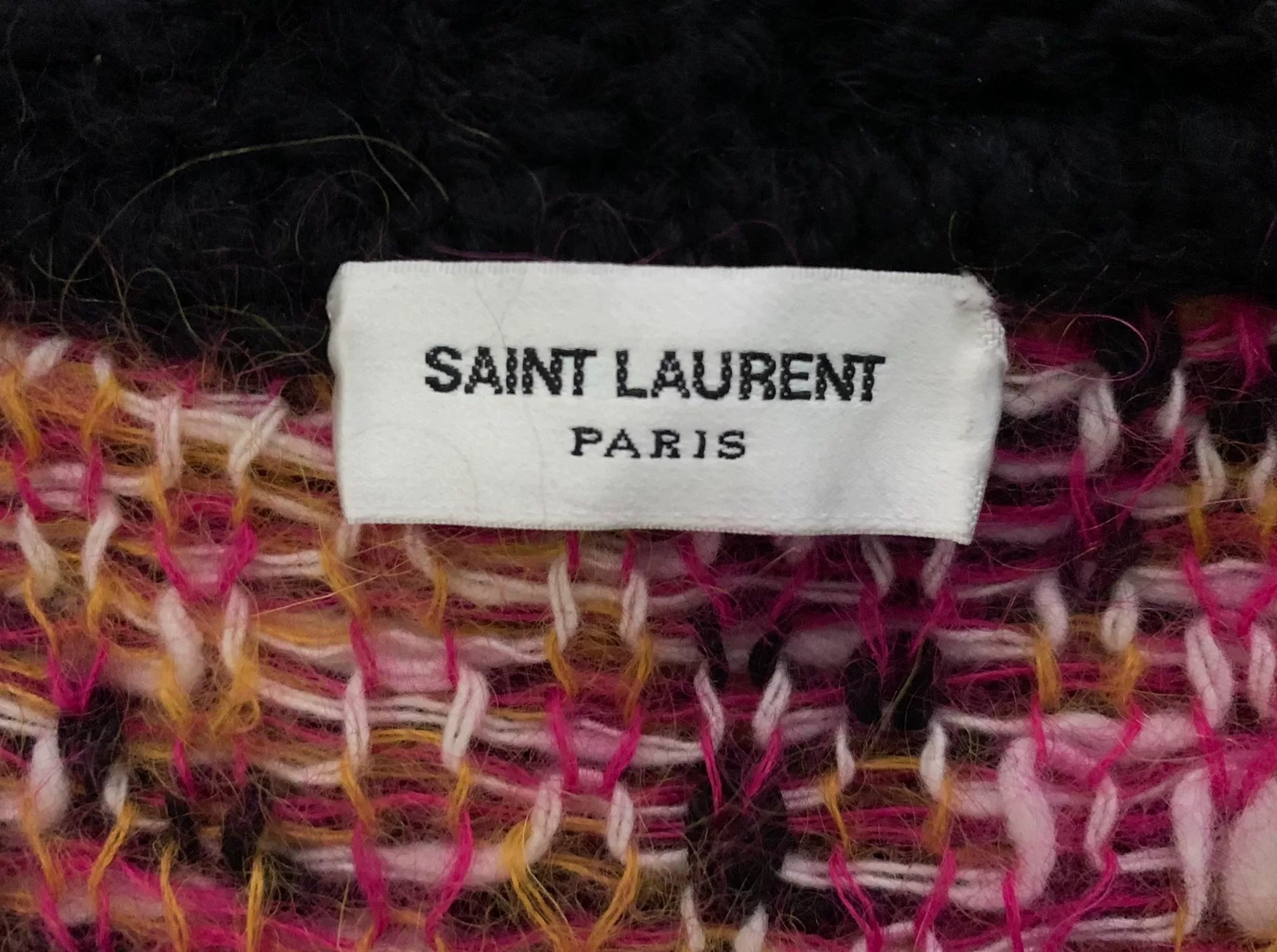 Saint Laurent 21FW Runway Multicolor Color-Block Mohair Knit Wool Cardigan