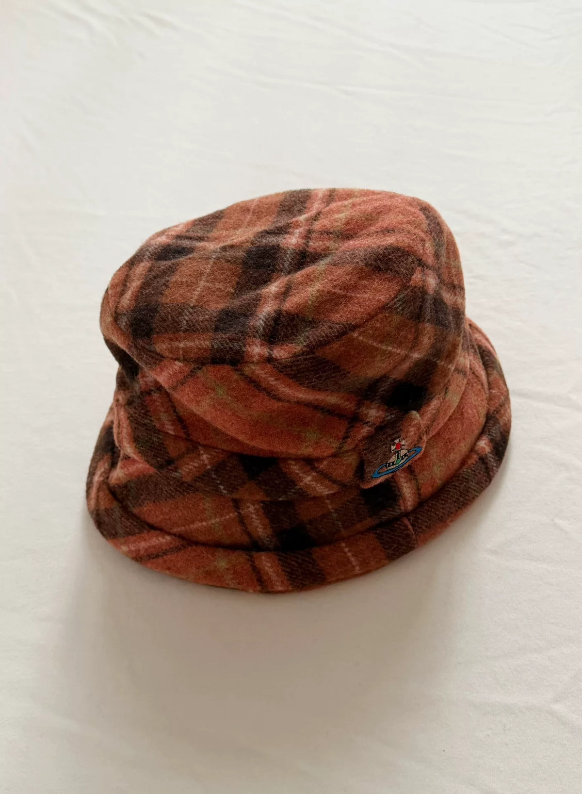 Vivienne Westwood 90s vintage plaid bucket hat with the iconic Orb logo