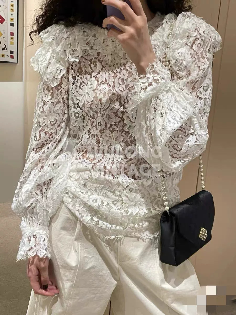 Chanel Camellia Lace Top