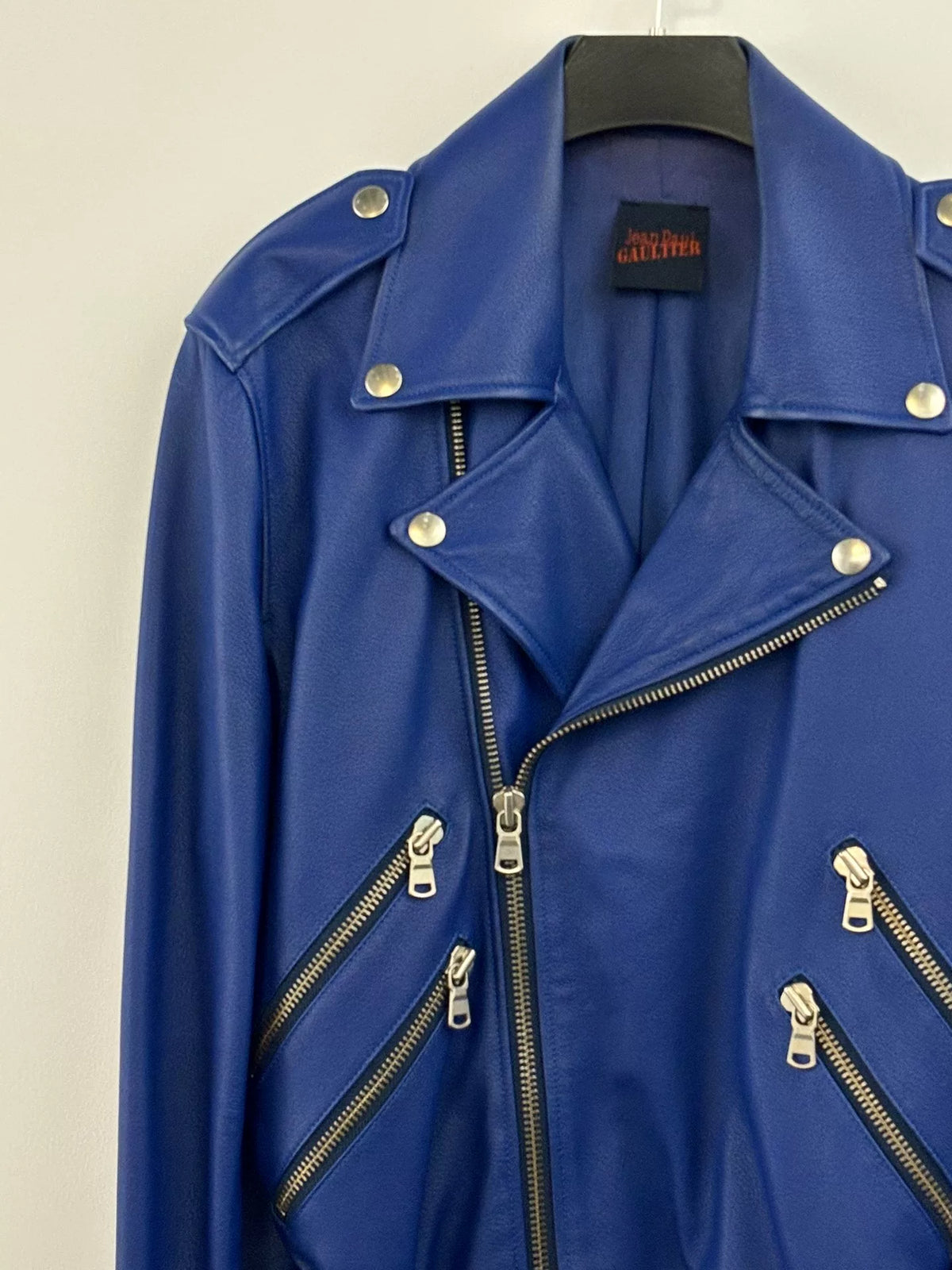 Jean Paul Gaultier | Klein Blue Biker Leather Jacket