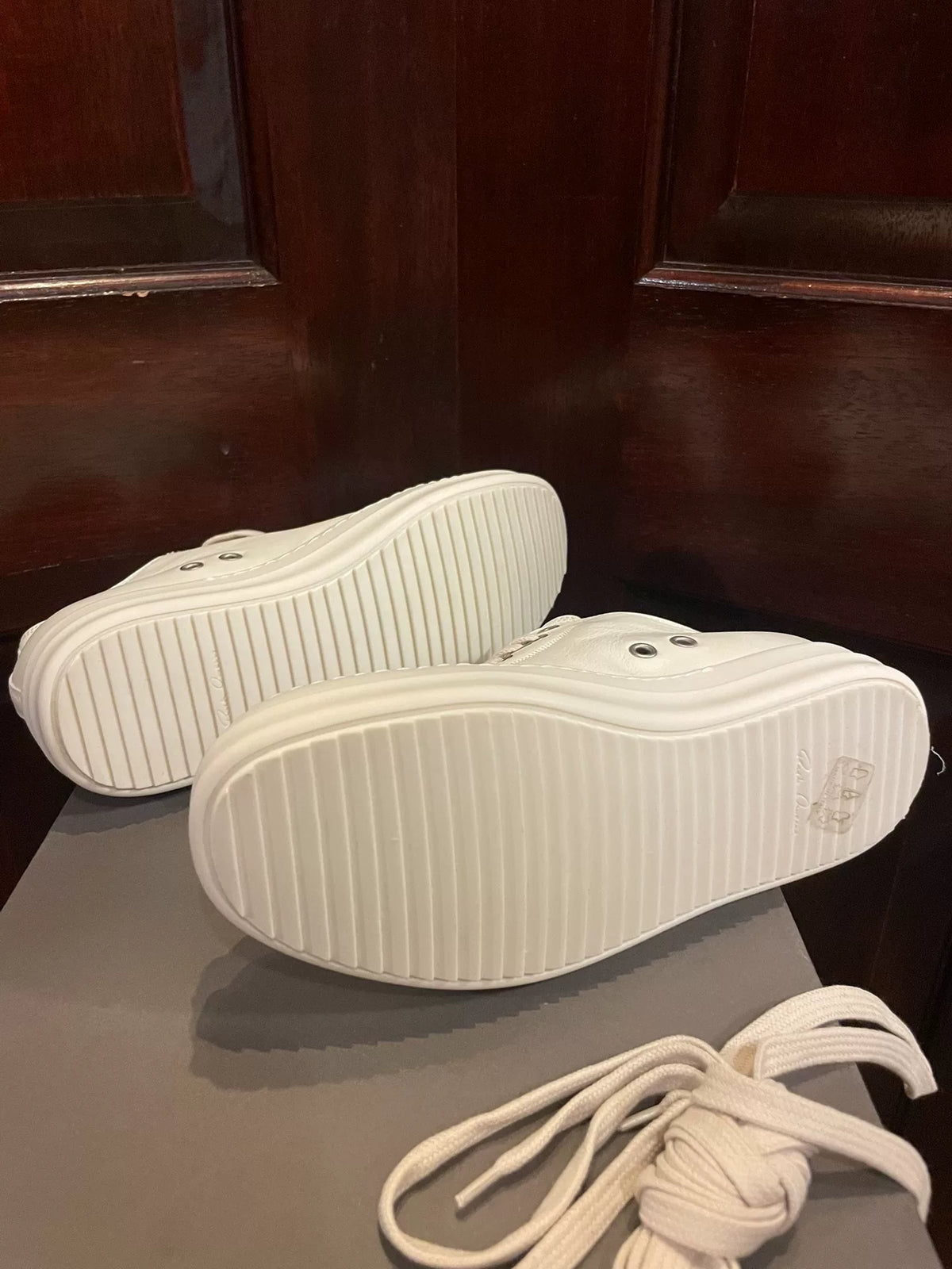 Rick Owens SS18 White Lambskin Sneakers