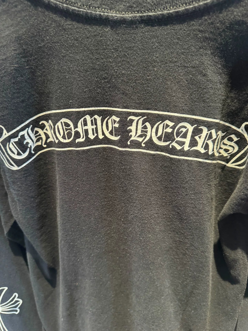Chrome Hearts Black Horseshoe Scroll Cross Long Sleeve Top