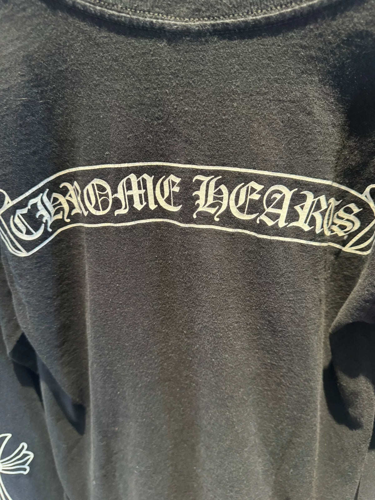 Chrome Hearts Black Horseshoe Scroll Cross Long Sleeve Top