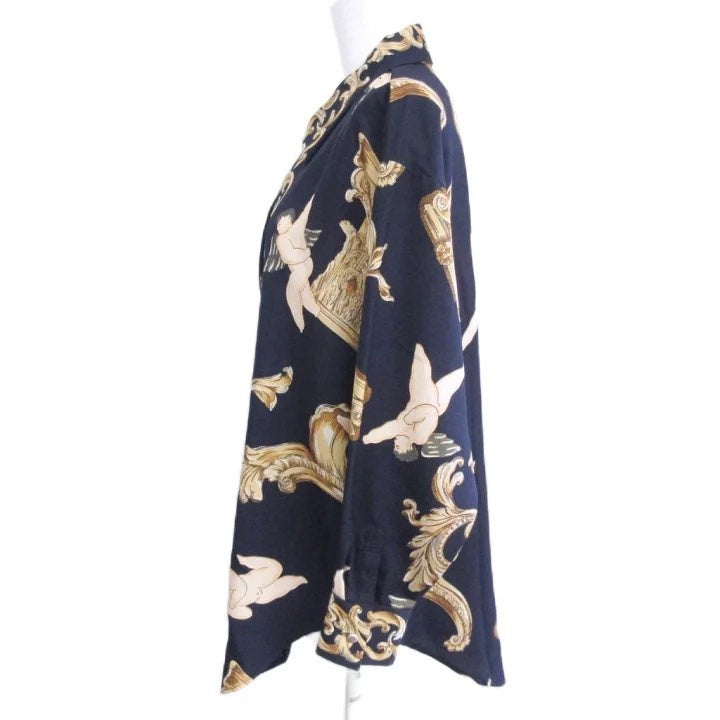 Issey Miyake 1980s Baroque Angel Print Long Sleeve Shirt