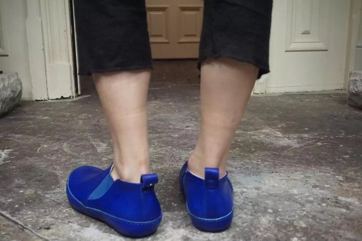 M.A+ Sodalite Blue Slip-On Vacchetta Leather Loafers