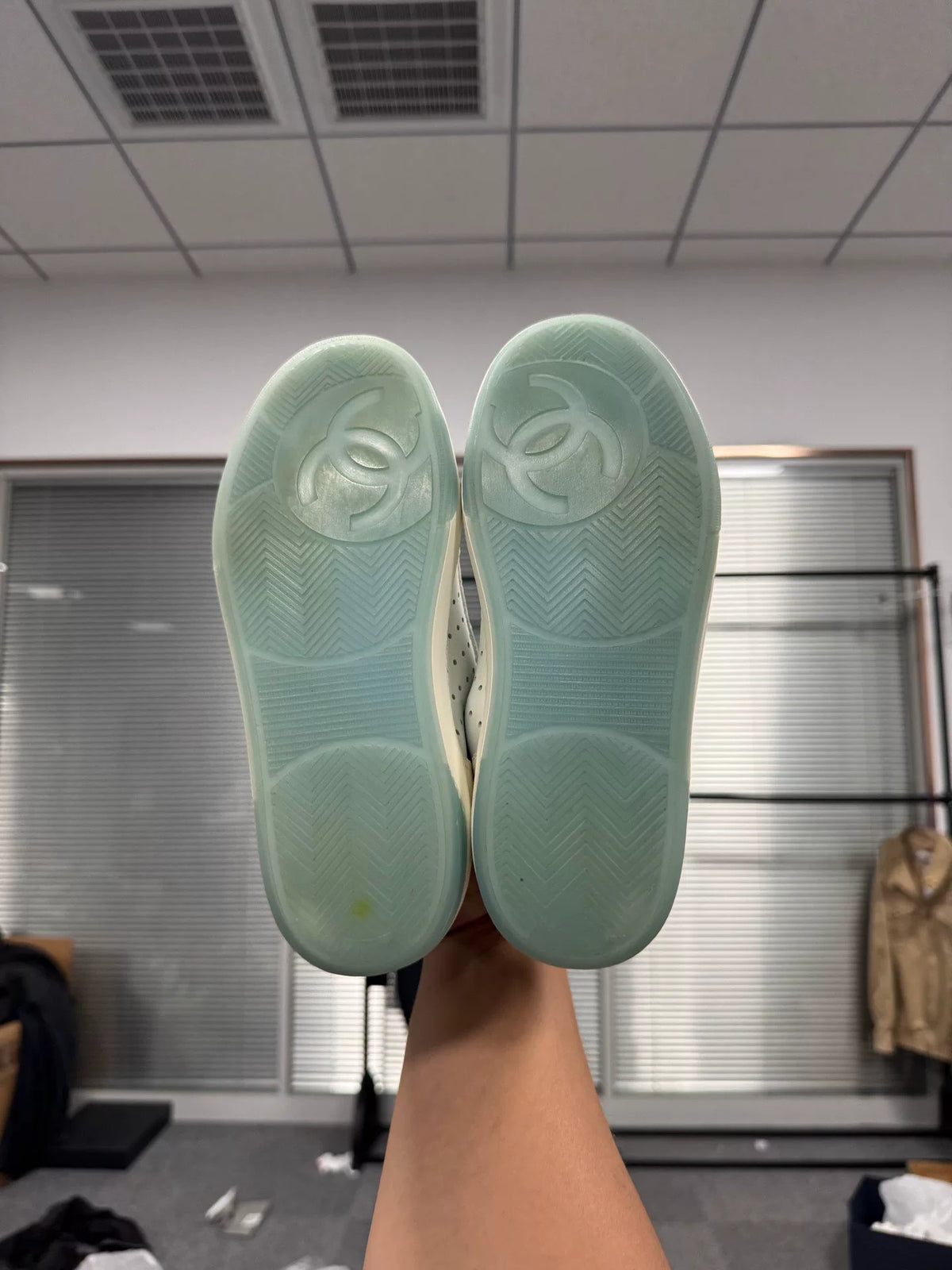 Chanel White & Blue Sneakers