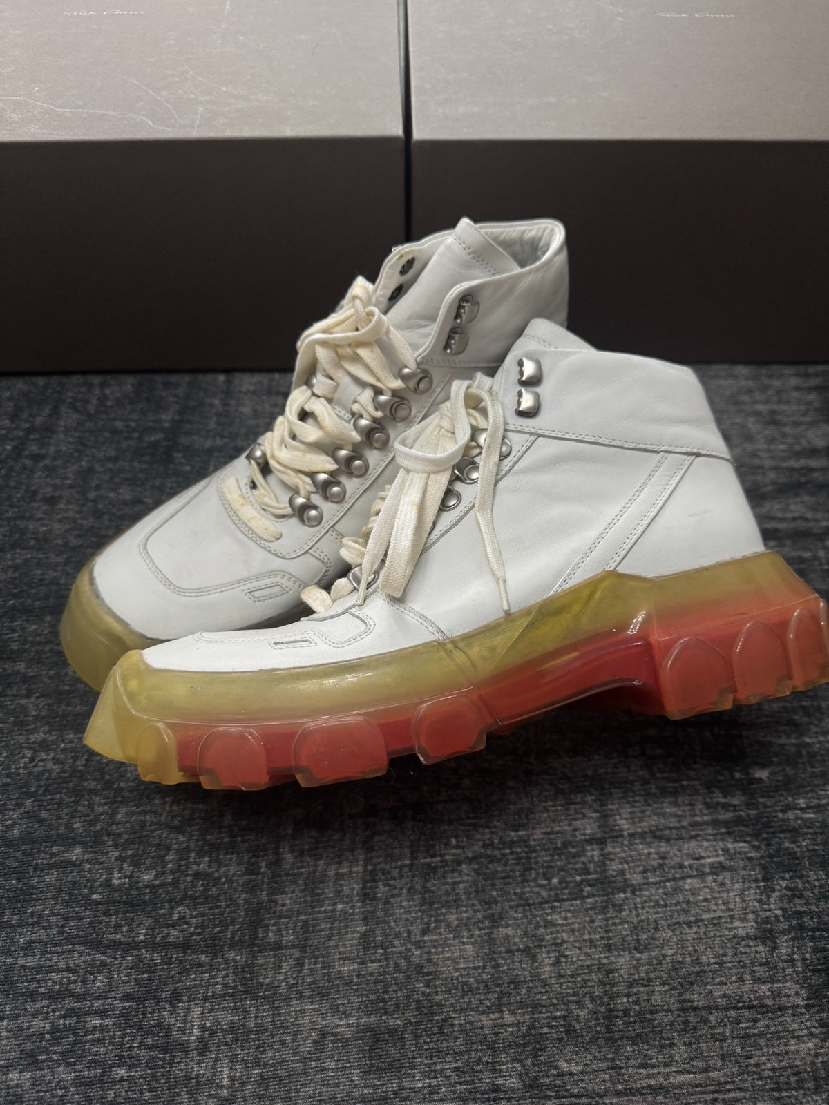 Rick Owens colorful gradient octopus sole boots