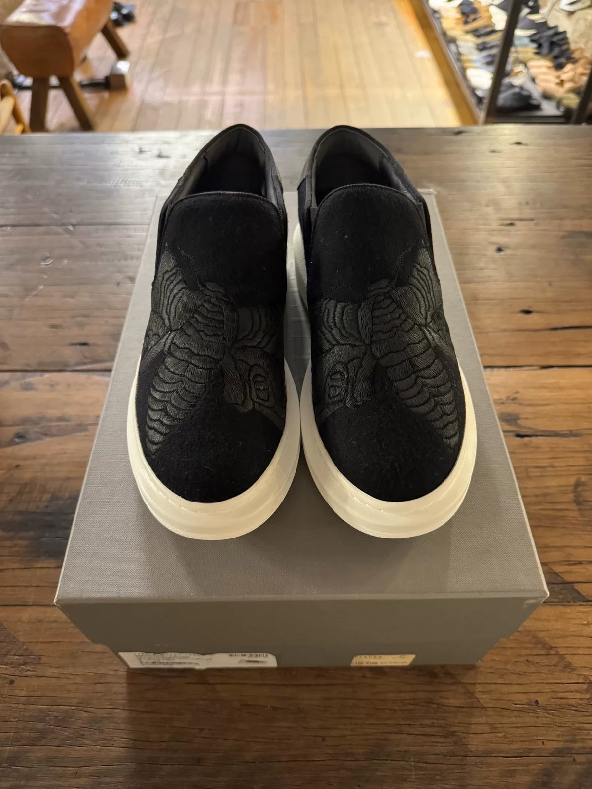 Alexander McQueen FW16 Black Embroidered Moth Platform Sneakers