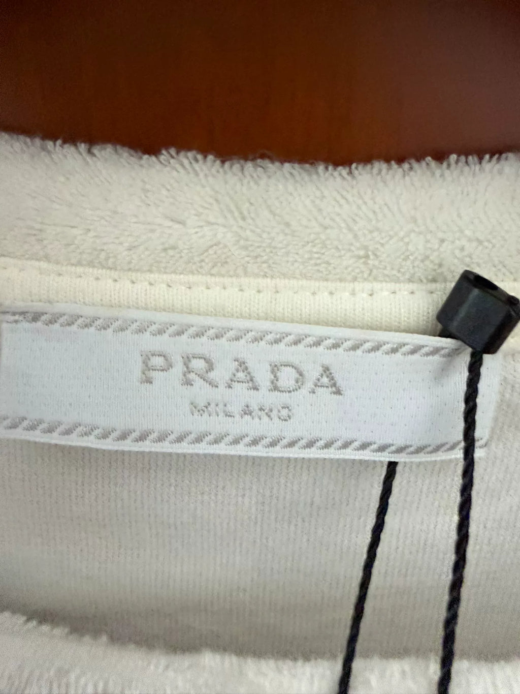 Prada White Triangle Logo Terry Short-Sleeve T-Shirt