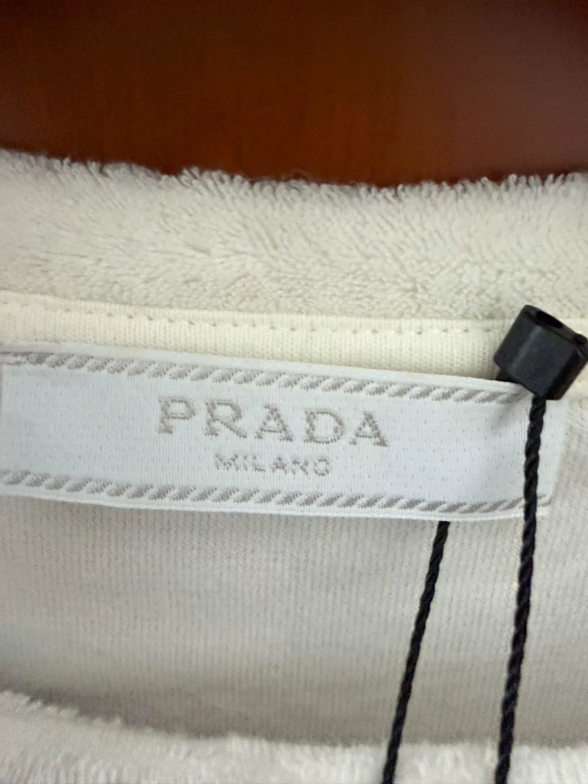 Prada White Triangle Logo Terry Short-Sleeve T-Shirt