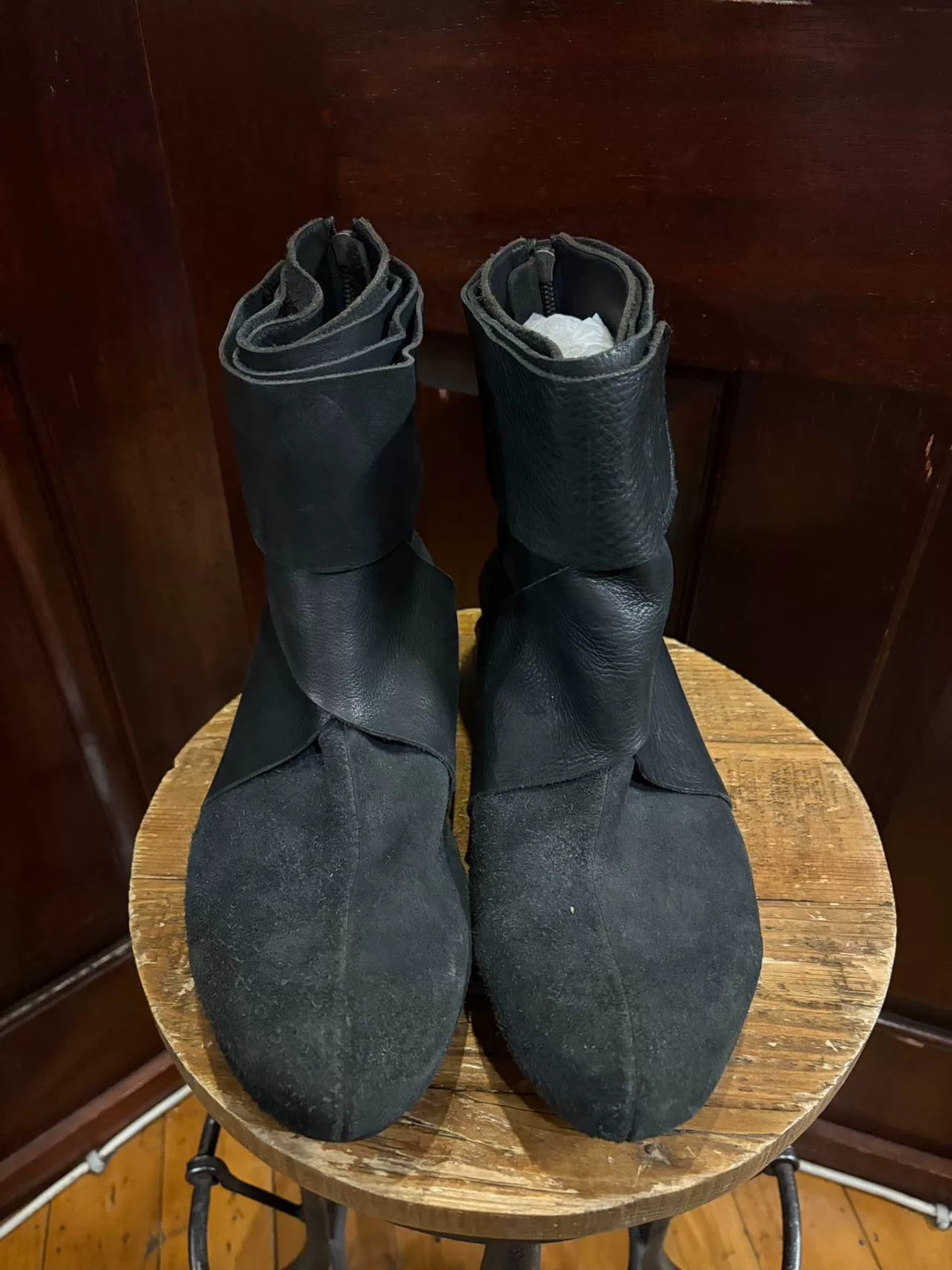 The Viridi-anne Black Suede Wrap Boots