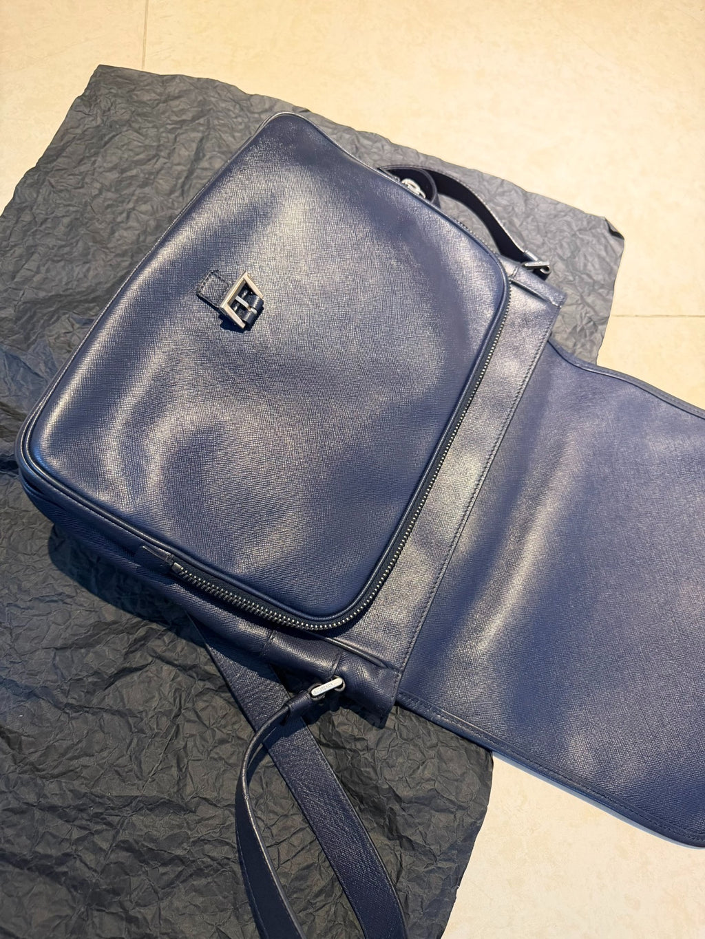 Prada Easy Silver Buckle Micro Logo Crossbody Bag