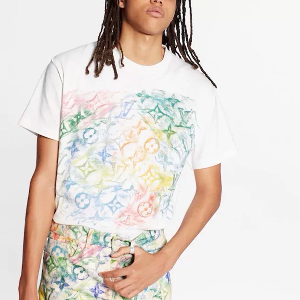 Louis Vuitton Crayon Spray Monogram White Short Sleeve T-Shirt
