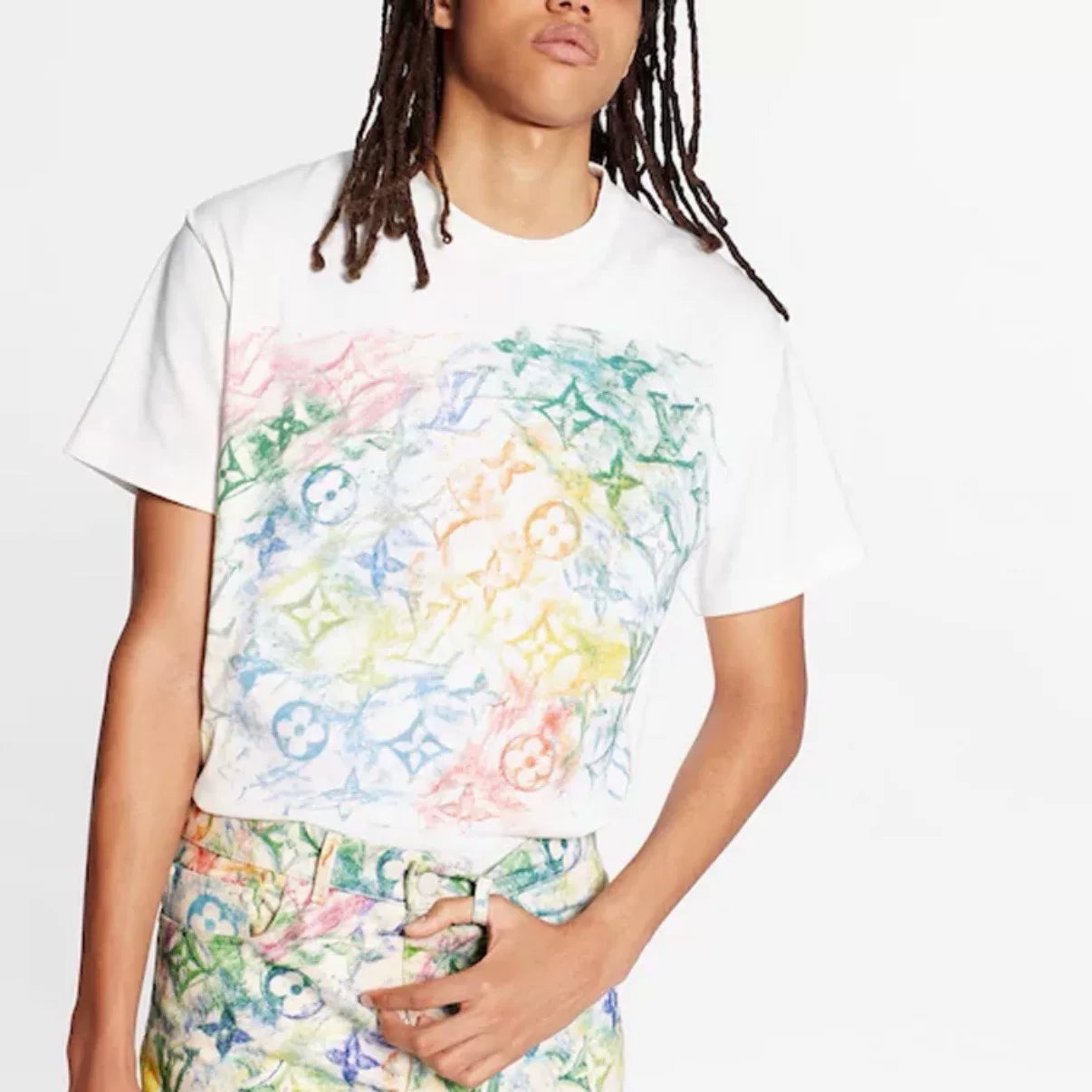 Louis Vuitton Crayon Spray Monogram White Short Sleeve T-Shirt