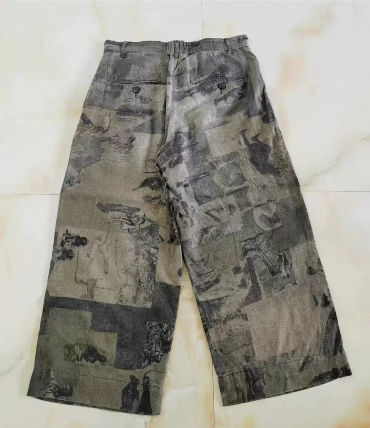 ziggy chen 21ss India Field Trip All-Over Print Portrait Wide-Leg Pants Long Pants
