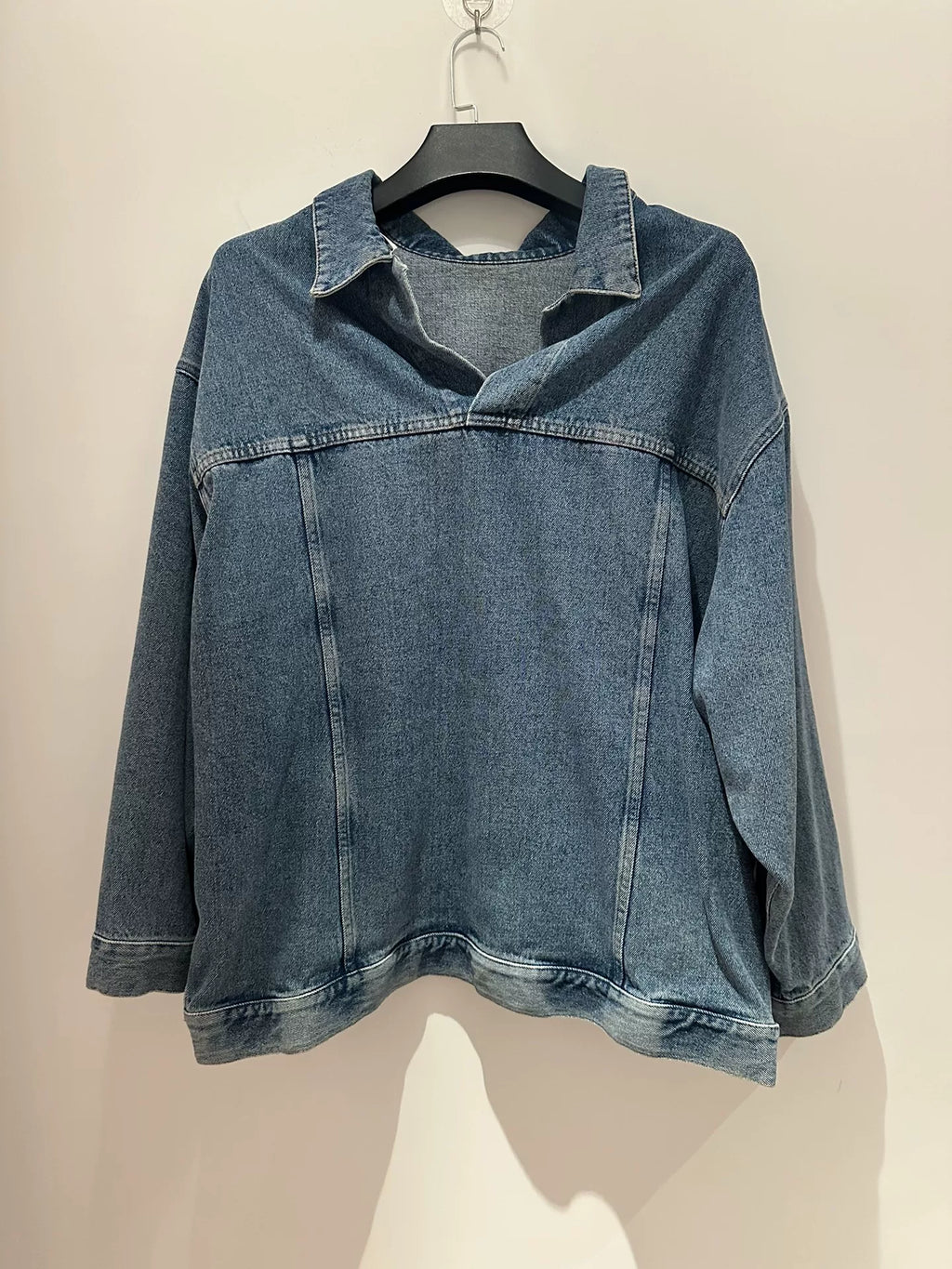 Balenciaga Solid Color V-Neck Denim Jacket