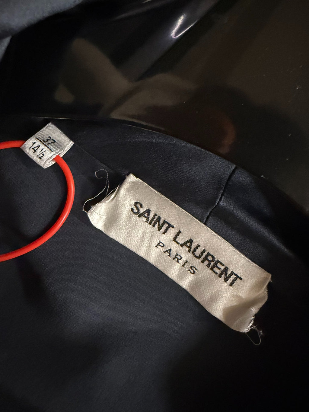 Saint Laurent FW23 Navy Blue Silk Shirt