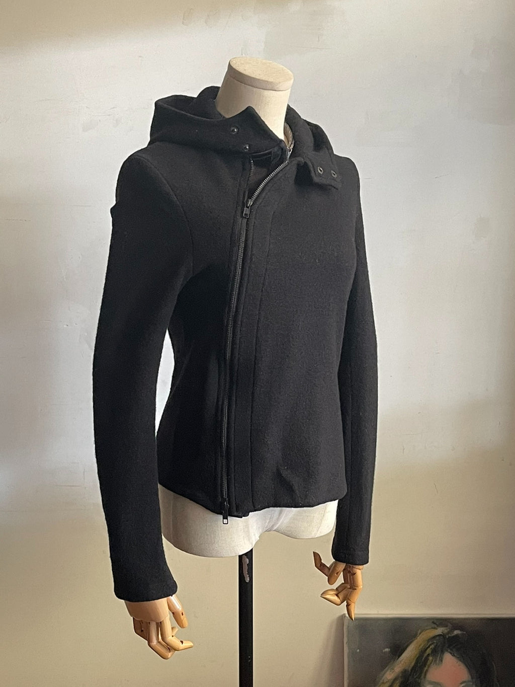 Ann Demeulemeester Round Moon Blade Wool Hooded Sweater
