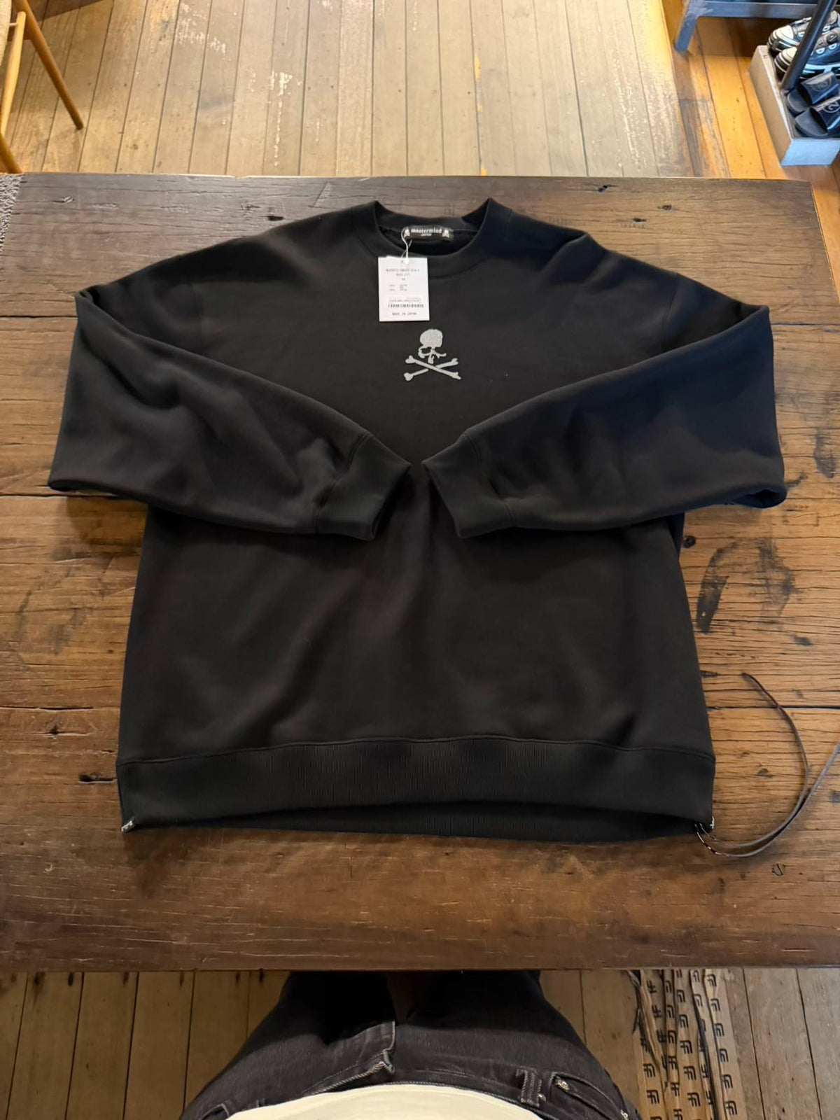 mastermind Japan FW25 Black Loopwheel Glitter Skull Sweatshirt