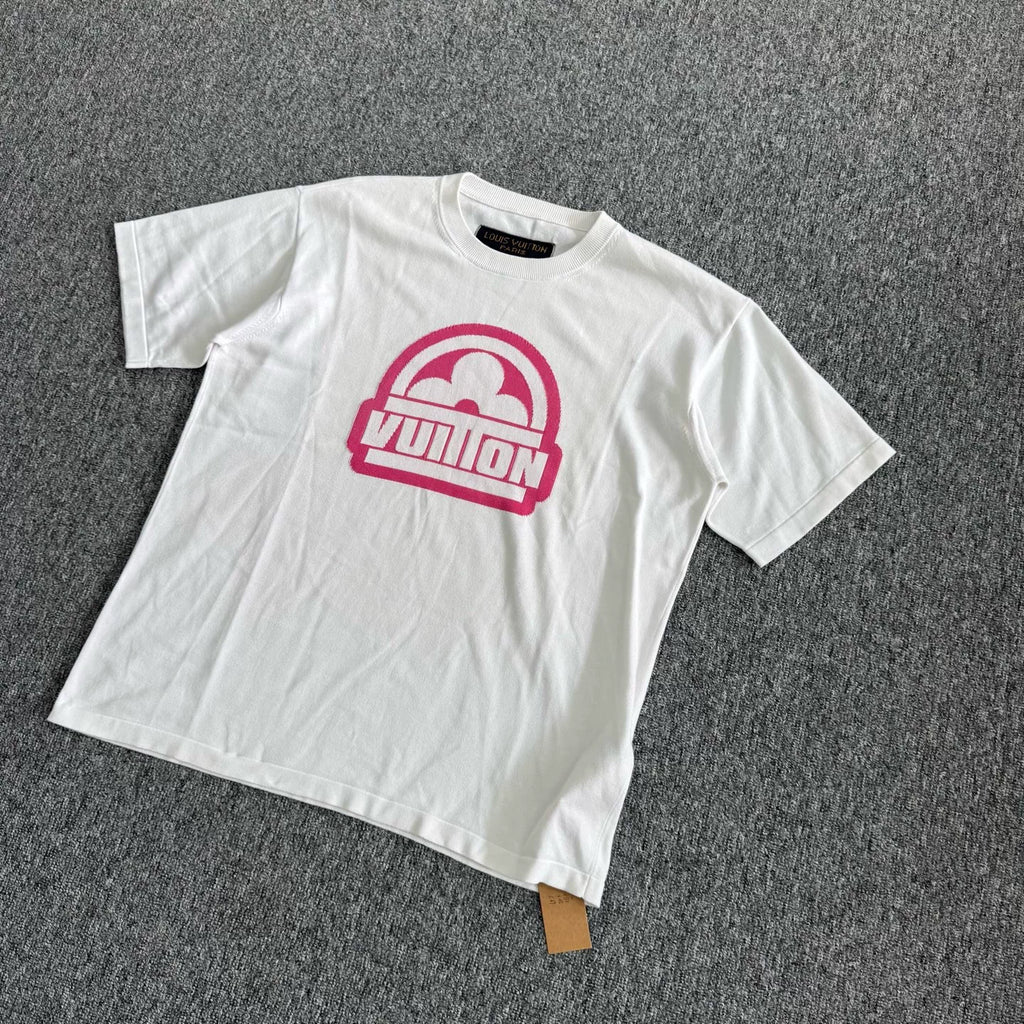 Louis Vuitton White Monogram Letter Short Sleeve Top