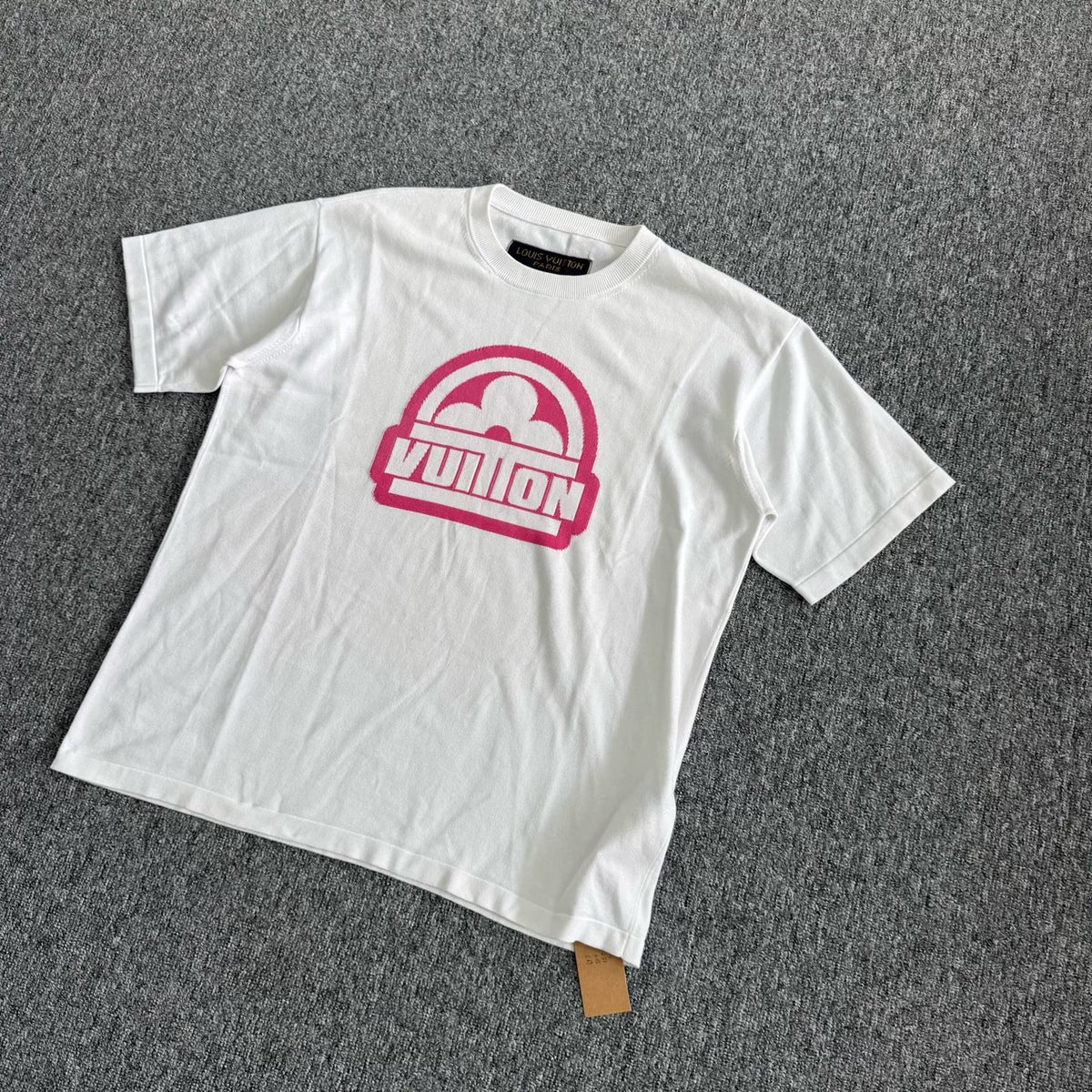 Louis Vuitton White Monogram Letter Short Sleeve Top