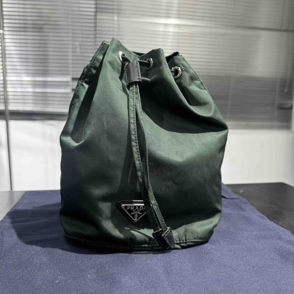 Prada Triangle Logo Drawstring Backpack