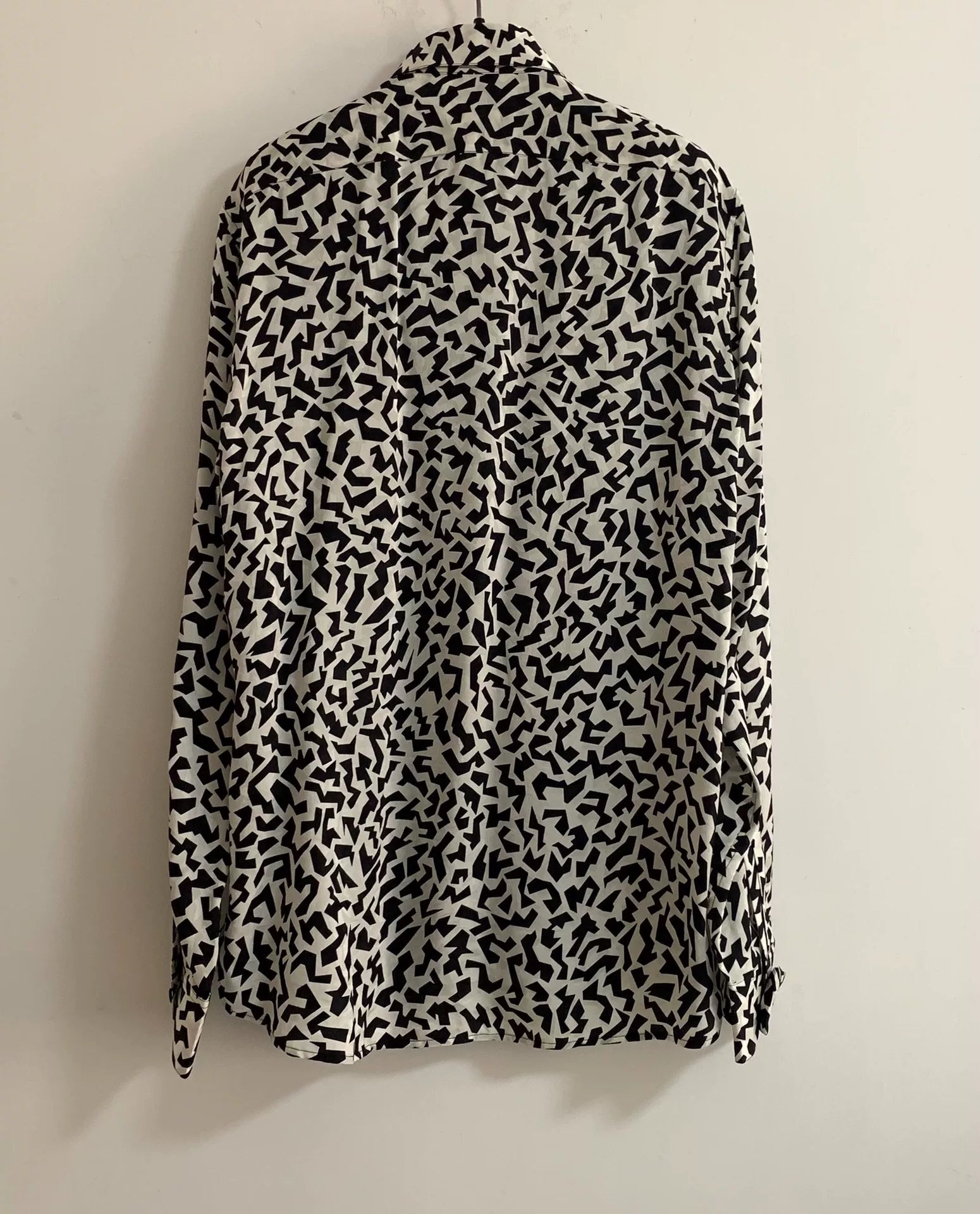 Saint Laurent 21FW Runway Silk Black White All-Over Print Shirt