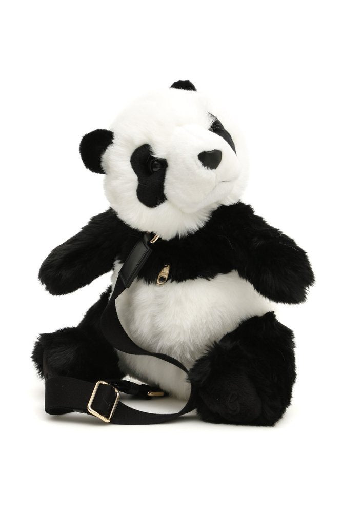 Dolce Gabbana Black Fur Plush Toy Panda Bear Backpack