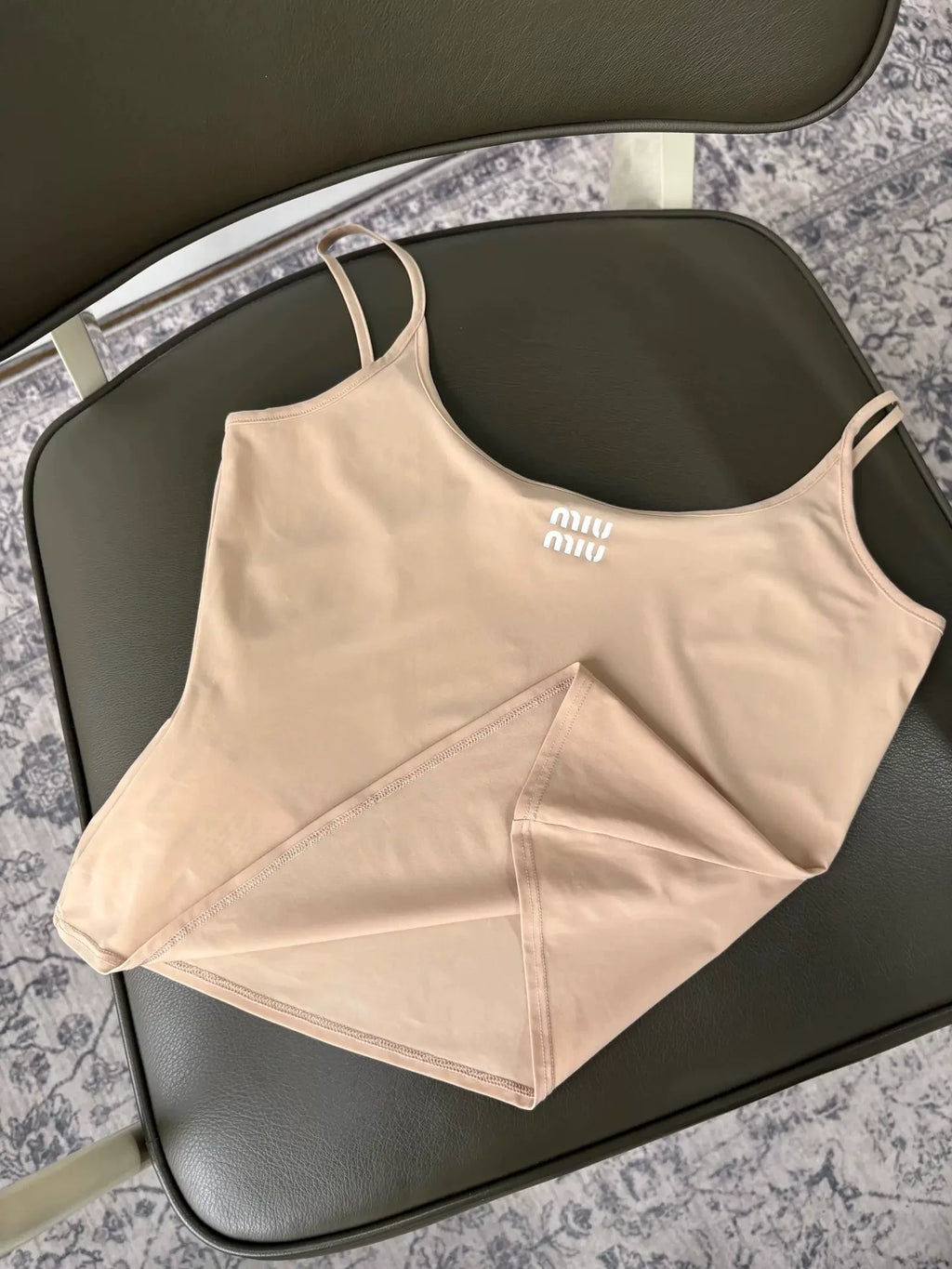 MiuMiu logo Nude Letter Print Camisole