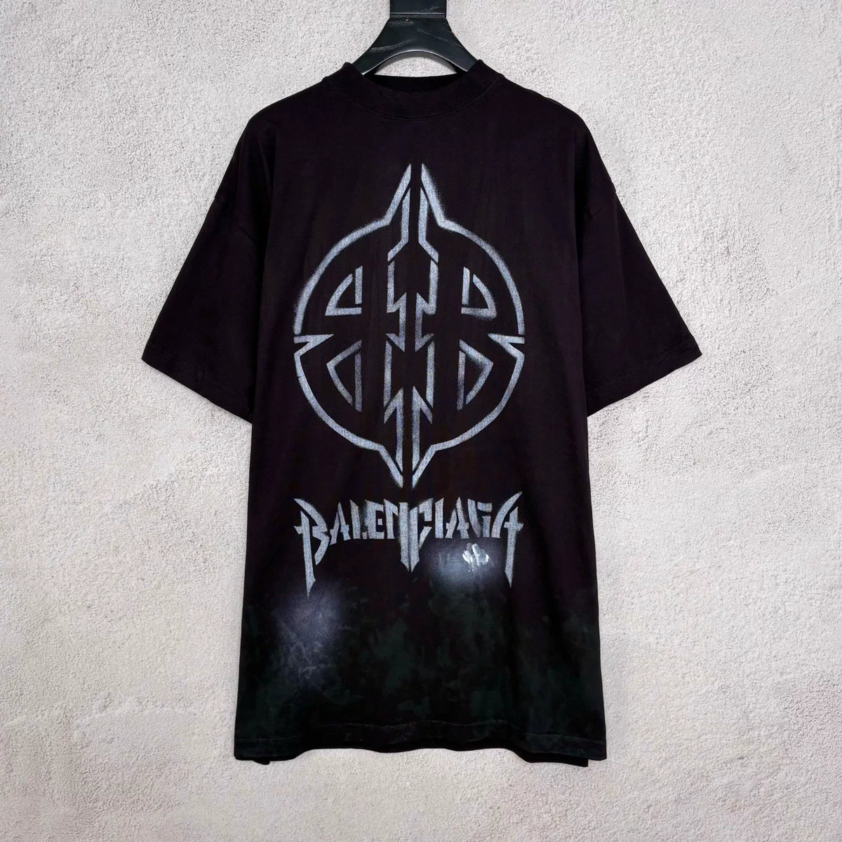 Balenciaga SS24 Black Mud‑Dyed Double B Logo Top