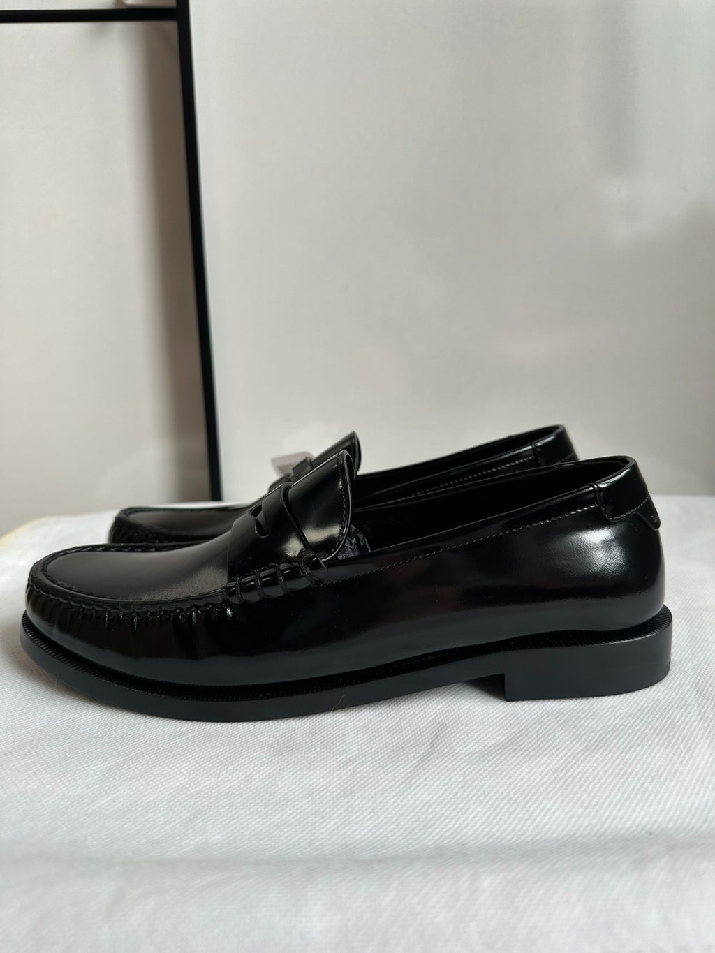 Saint Laurent Black Patent Leather Penny Loafers