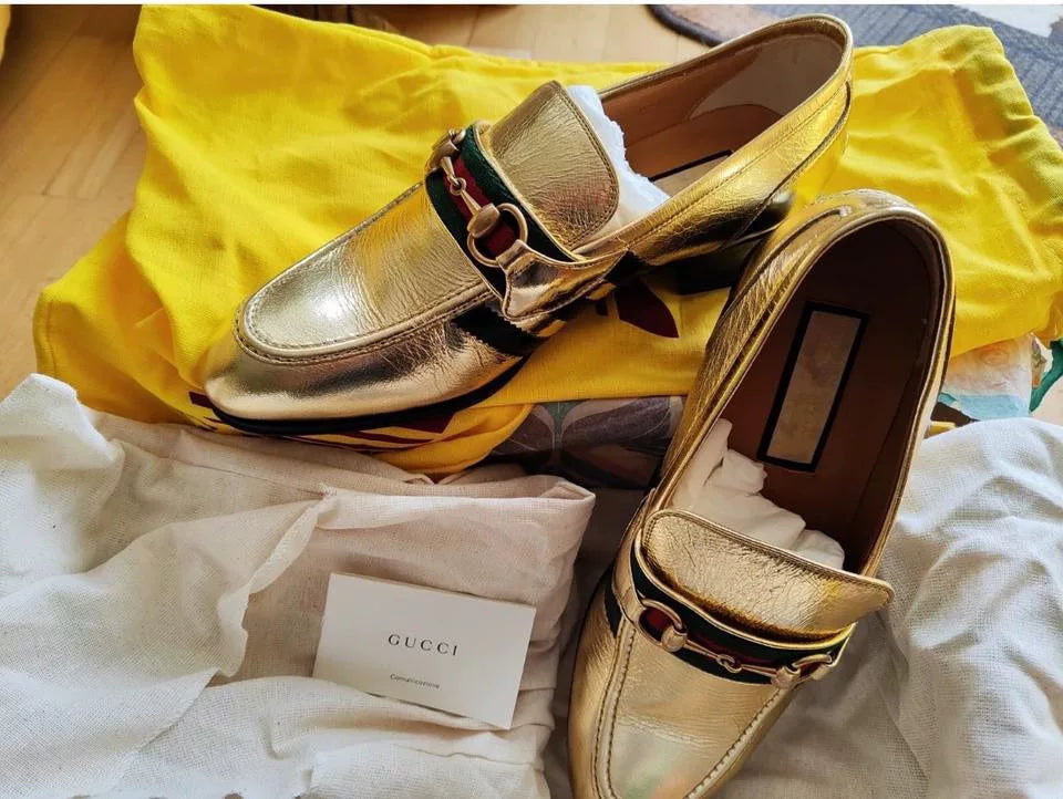 Gucci Adidas X Gold Clog Leather Loafers