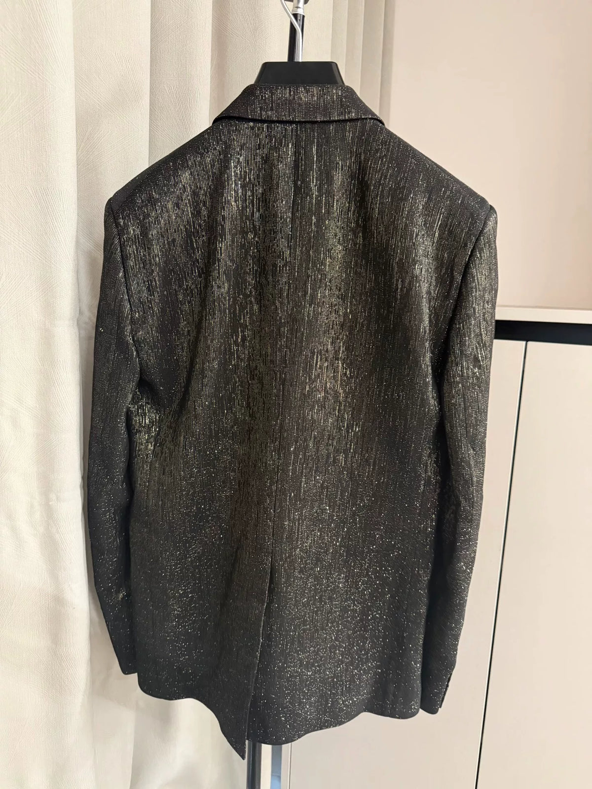 Saint Laurent SS20 Black Gold Thread Jacquard Blazer