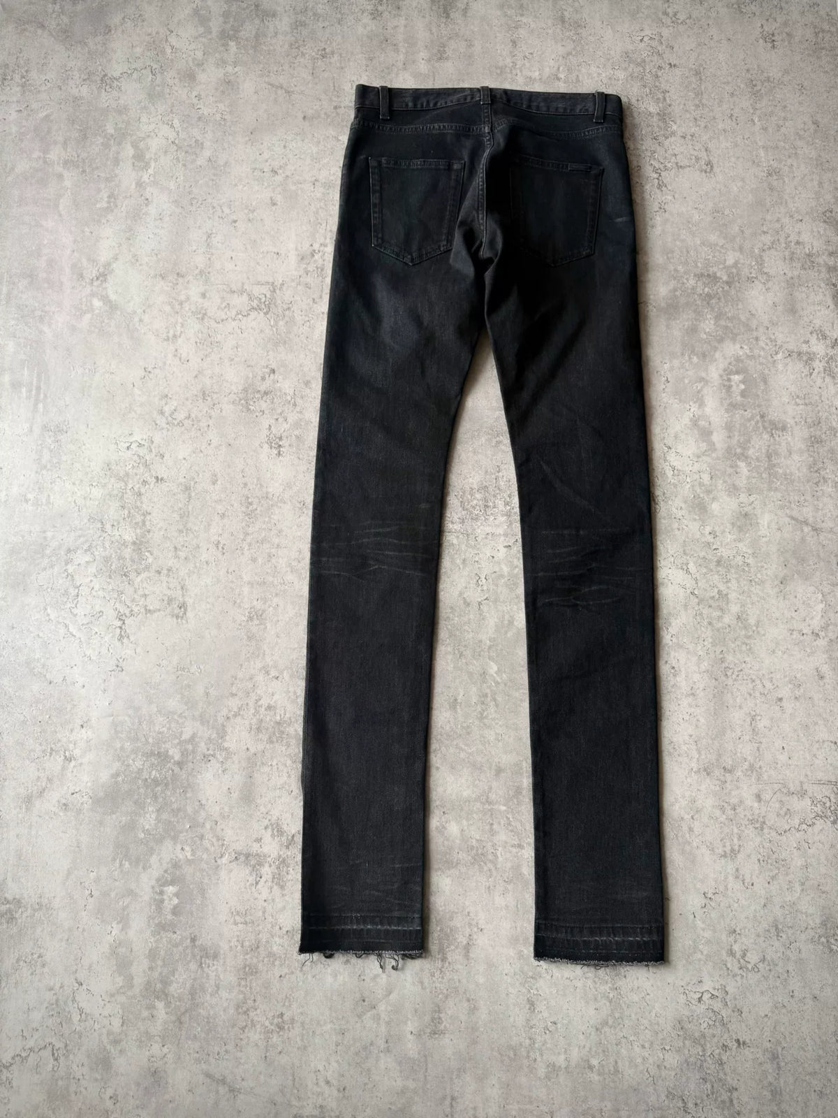 Saint Laurent Paris AW20 Black Washed Ghost Claw Raw Edge Denim Jeans