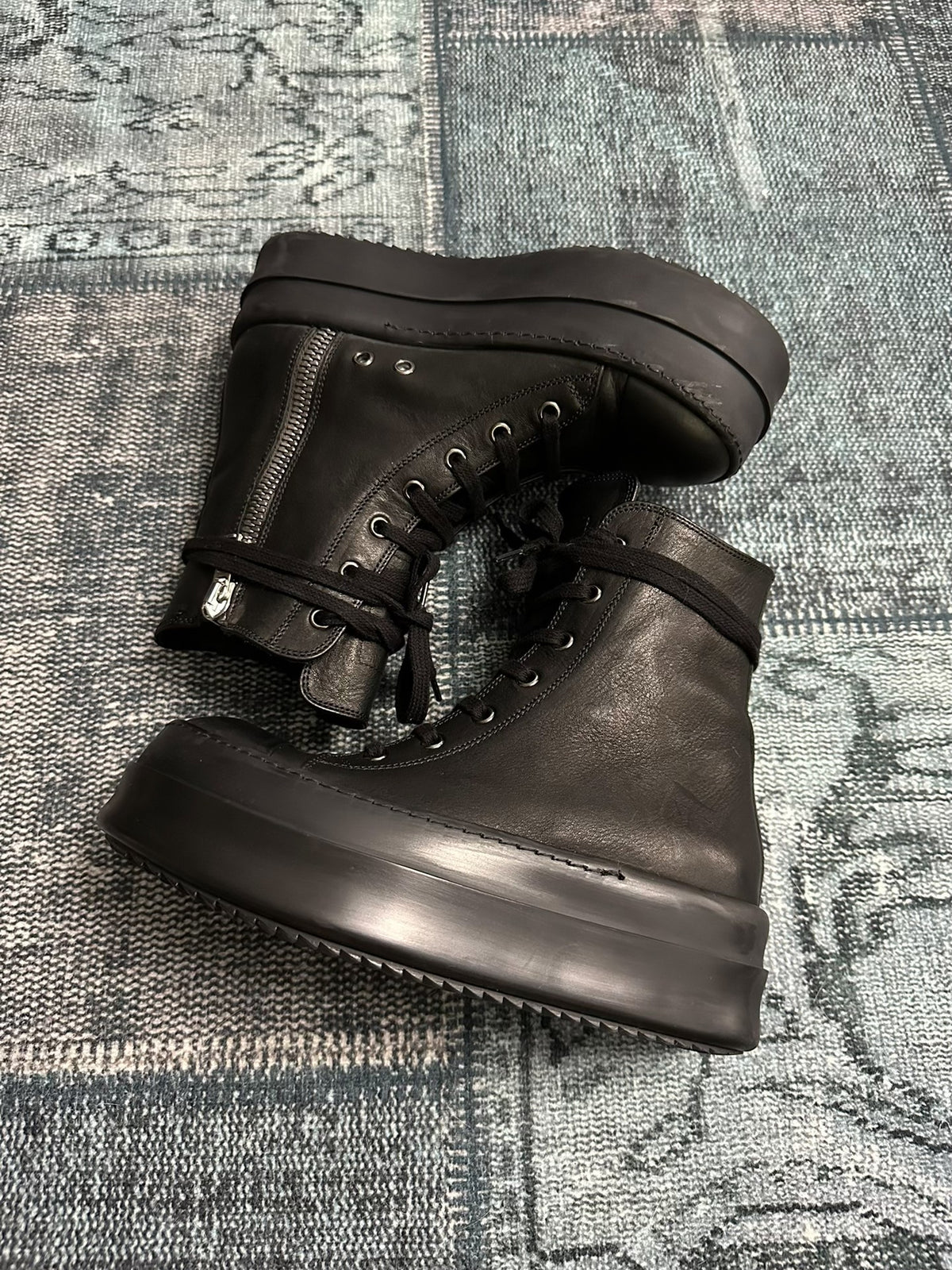 Rick Owens Black High-Top Sneakers