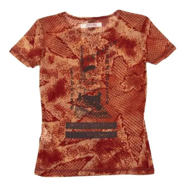 Jean Paul Gaultier Vintage Orange Maple Leaf Mesh Top